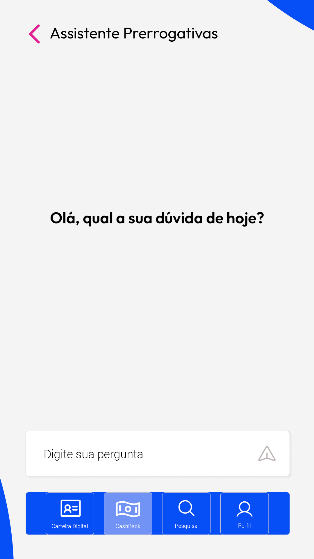 Assistente de prerrogativas em formato de chat.