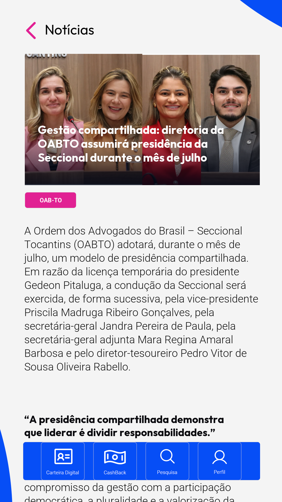 Notícia aberta com imagem, categoria e texto completo.